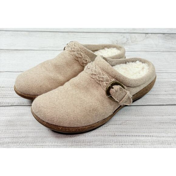 Aetrex Libby Wool Clogs Adjustable Buckle Cork Comfort Lined US 9-9.5 EUR 40 - Picture 1 of 10
